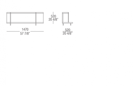 Bookcase element W. 1470 mm