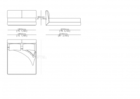 Letto rete fissa e alzabile (materasso 1800 x 2000 mm)