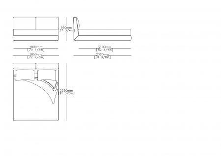 Letto rete fissa (materasso 1800 x 2100 mm)