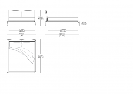 Fixed bedspring (mattress size 1930 x 2000 mm)