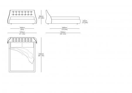 Raisable and fixed bedspring (mattress size 1600 x 2000 mm)