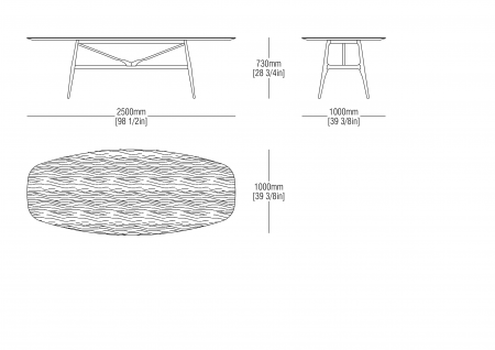 Tavolo legno L.2500 mm